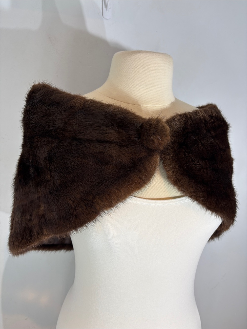 Vintage Genuine Fur Stole Shoulder Wrap Capelet Brown Old Hollywood Glam - Picture 2 of 13